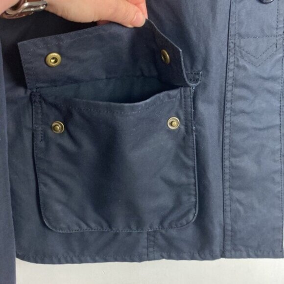 Rare Barbour x J.Crew 6 Shore Waxed Jacket Coat Navy Hooded - Picture 7 of 15